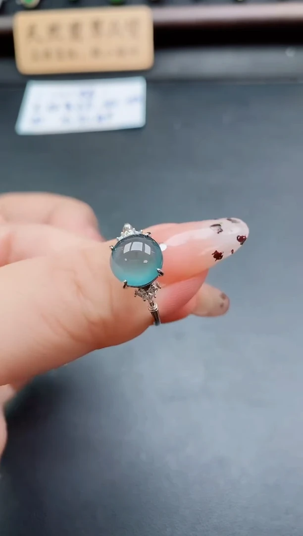 银S925镶嵌戒指翡翠1