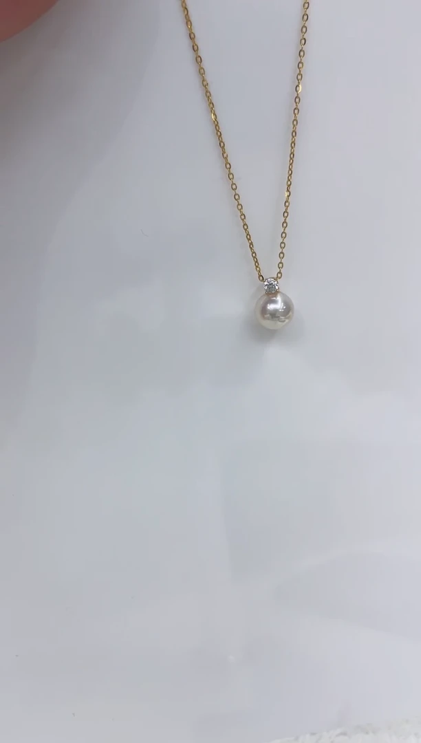 【闪购商品】海水珍珠吊坠(赠链)18K金镶嵌海水珍珠吊坠