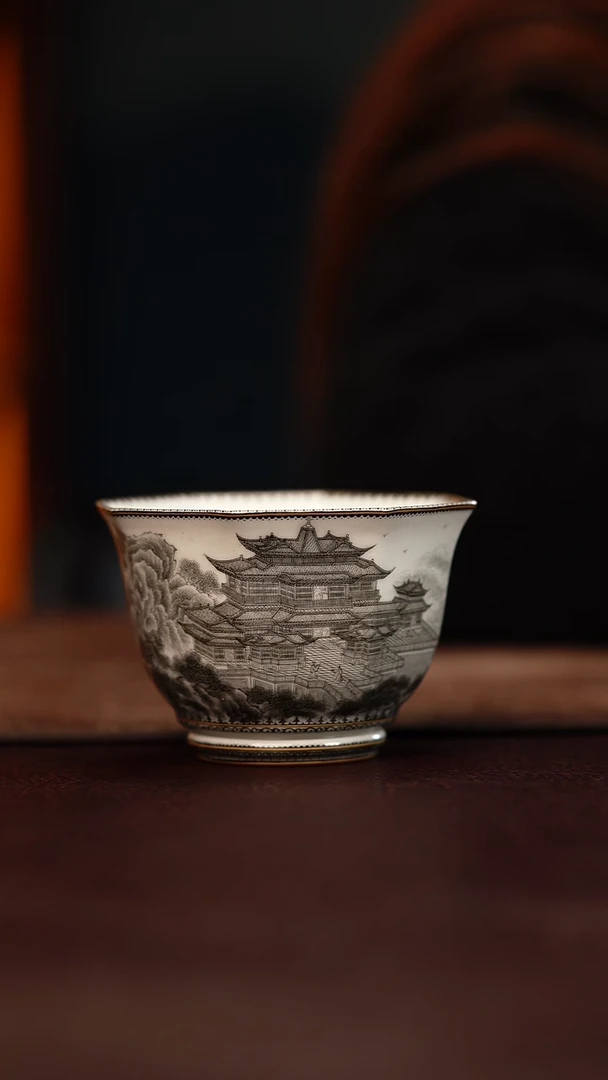 杯子陶墨尚观山八方蓬莱仙境杯子