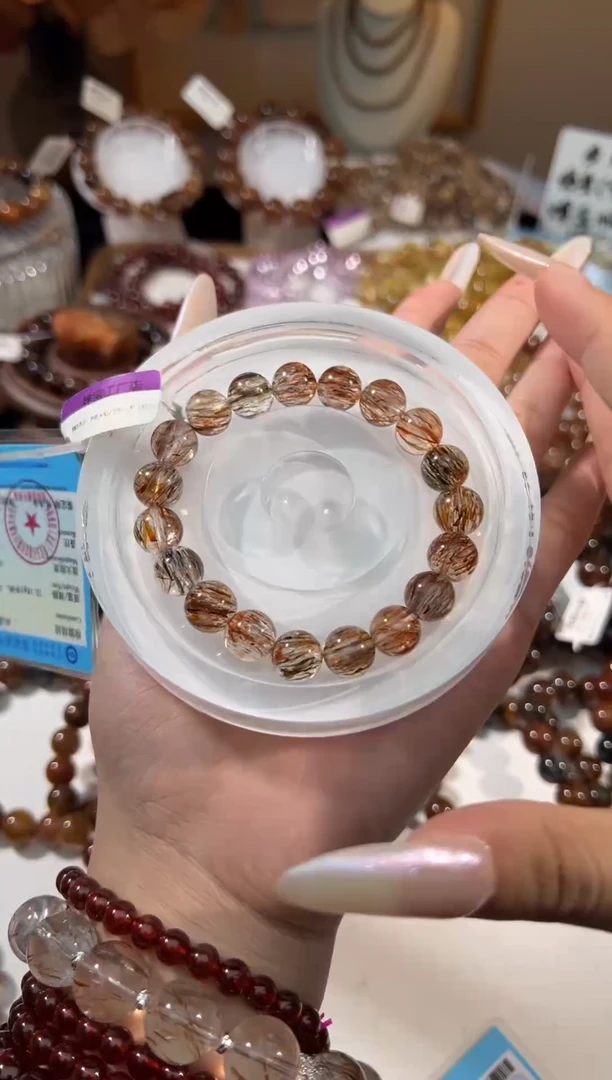 水晶手串未镶嵌黑金超七10+