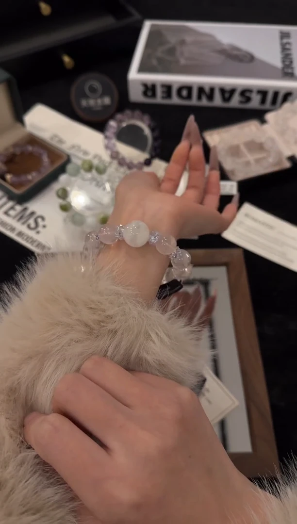 合金手链水晶粉水晶x3542