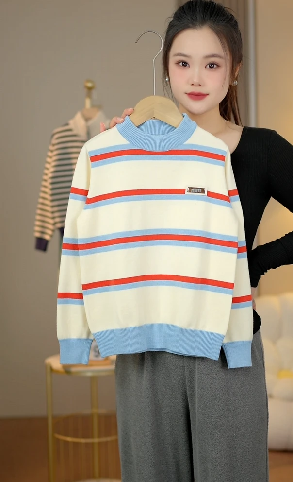 【熊仔兔】2025春季新款男童毛衣套头外穿针织衫宽松潮童大童潮