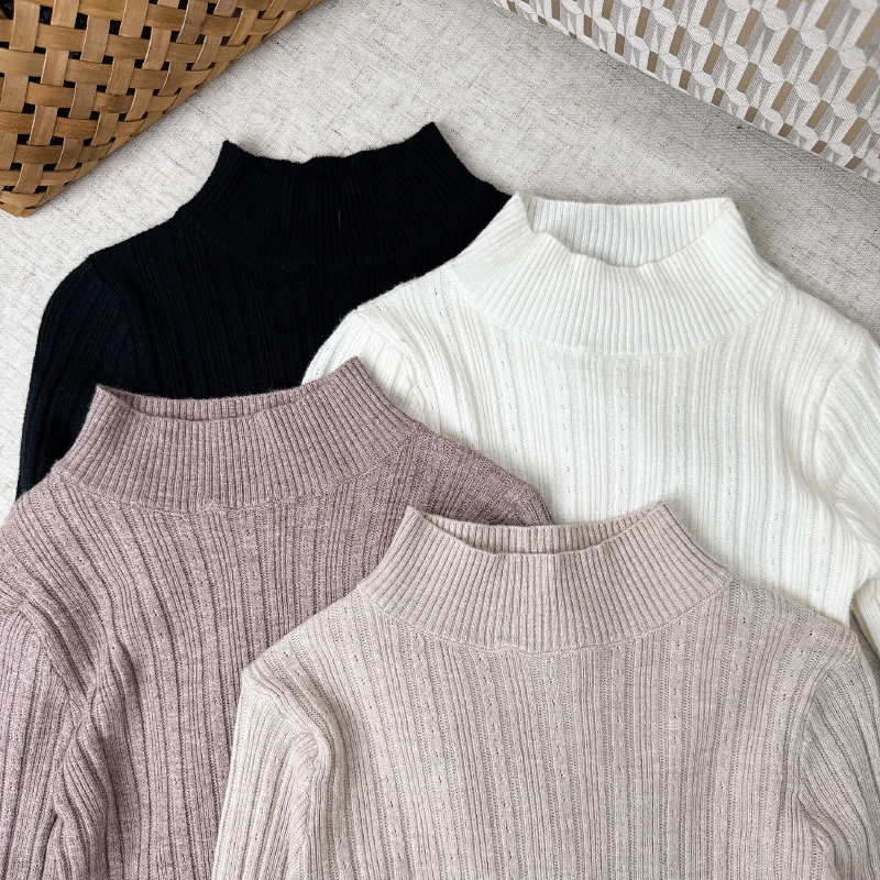 儿童毛衣秋冬新款男女童半高领长袖针织衫纯色打底衫中大童上衣