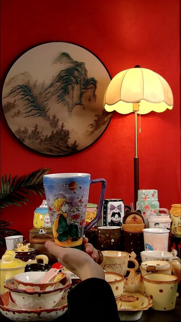 杯子陶DIY景德镇创意手工陶瓷卡通风小王子可乐杯