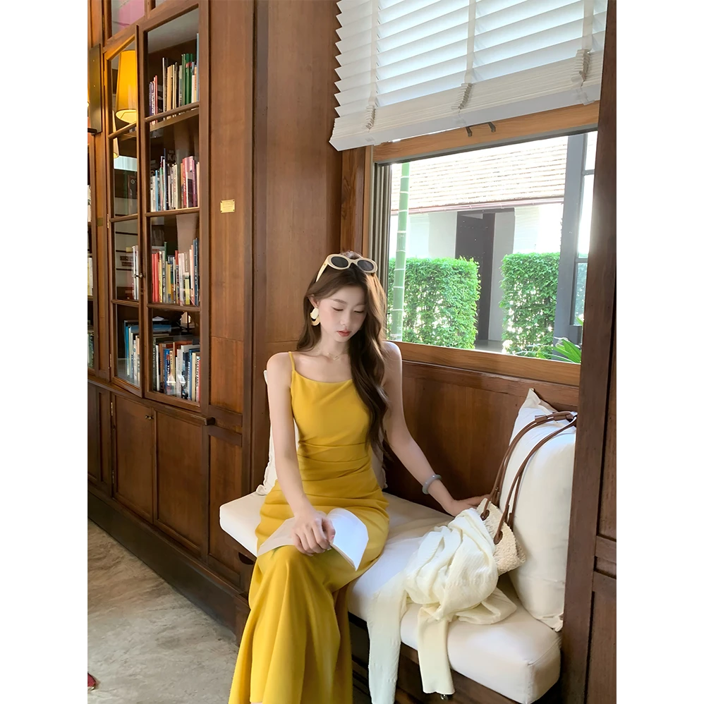 新中式国风EIA一尧【南法假日】法式复古吊带连衣裙女夏气质长裙