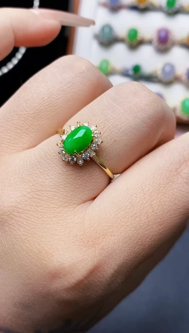 银S925镶嵌戒指翡翠0630