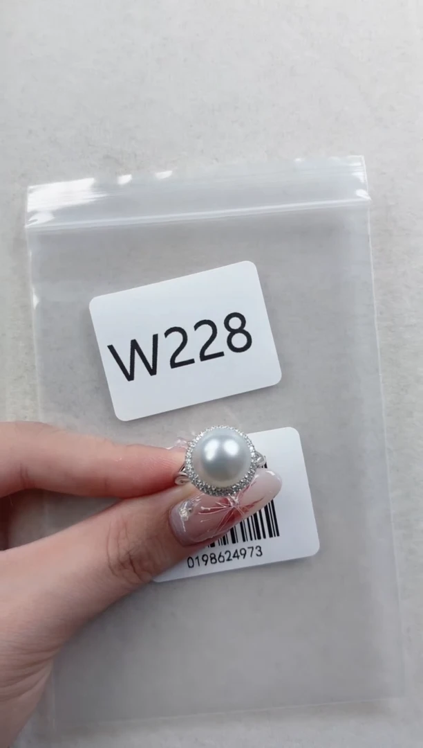 银S925镶嵌戒指海水珍珠W228