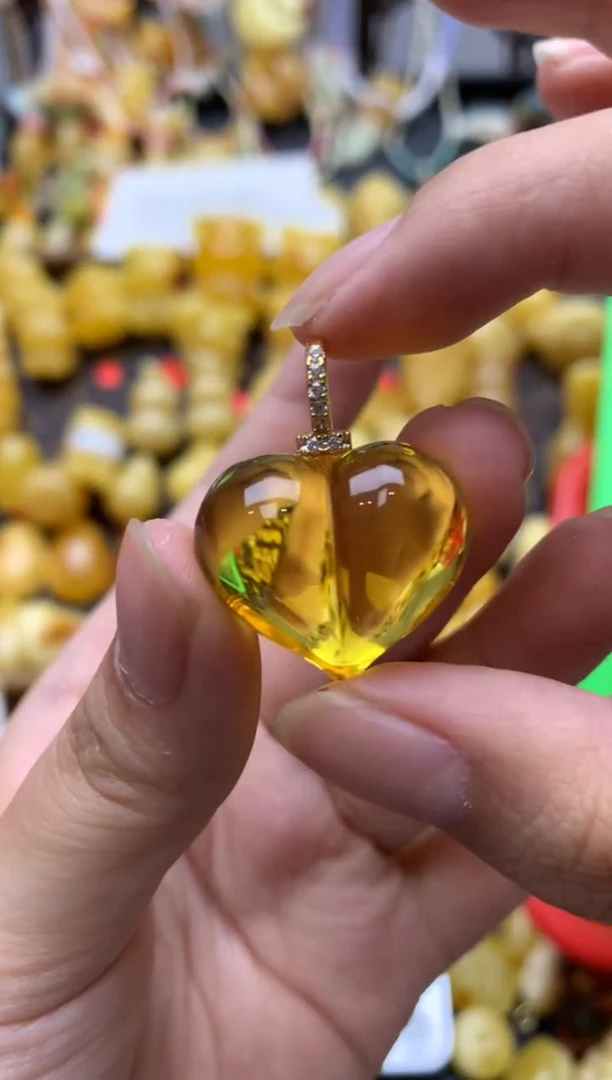 银S925镶嵌琥珀珠宝奇石073琥珀蜜蜡瑕疵品