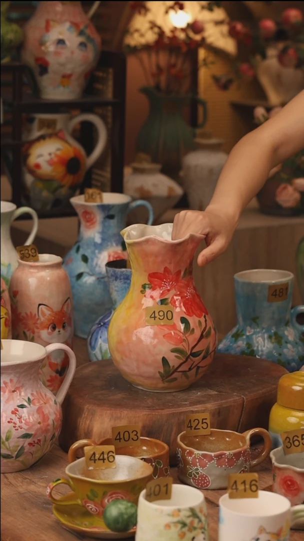 陶瓷景德镇设计师手作花器摆件侘寂风490