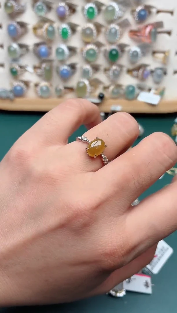 银S925镶嵌戒指翡翠.