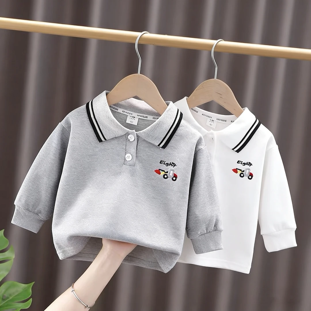 宝宝洋气Polo衫长袖T恤男女童春秋薄款翻领卫衣婴儿小童秋装上衣.