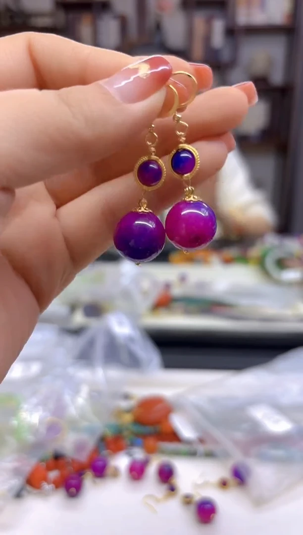 【闪购商品】苏纪石（舒俱来）耳坠14K金镶嵌E17