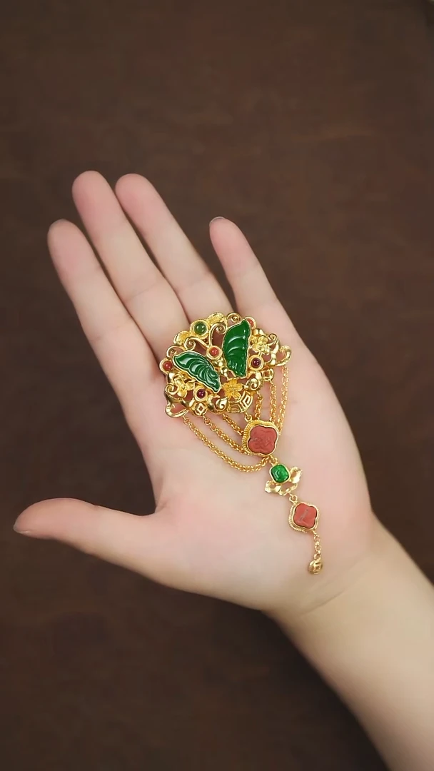 翡翠挂件未镶嵌闪购 蝴蝶胸吊两用