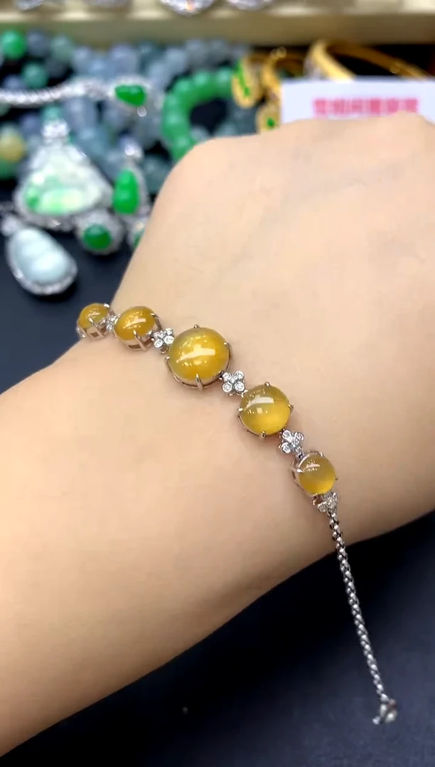 18K金镶嵌手链翡翠424-中国好珍宝