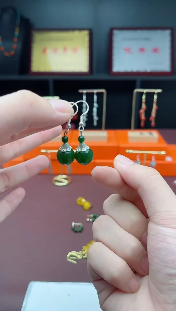 银S925镶嵌耳饰玛瑙/玉髓733