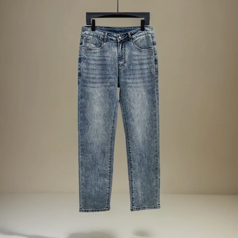 【牛仔裤6109】男士春夏原单余单商务绅士直筒浅灰兰牛仔裤