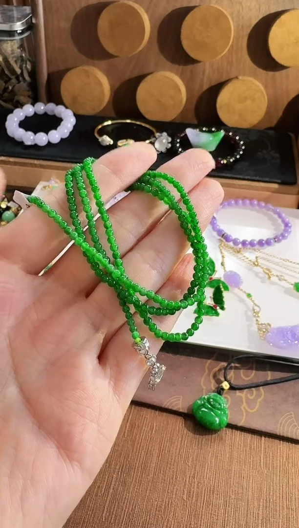 翡翠18K金镶嵌颈饰珠串