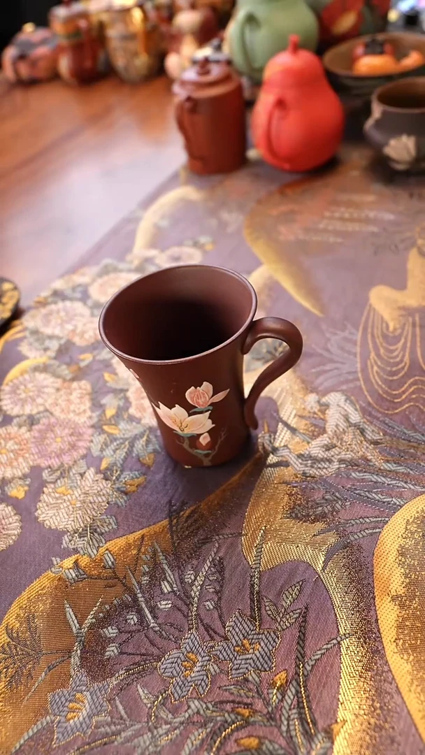 茶壶紫砂紫泥玉兰把杯