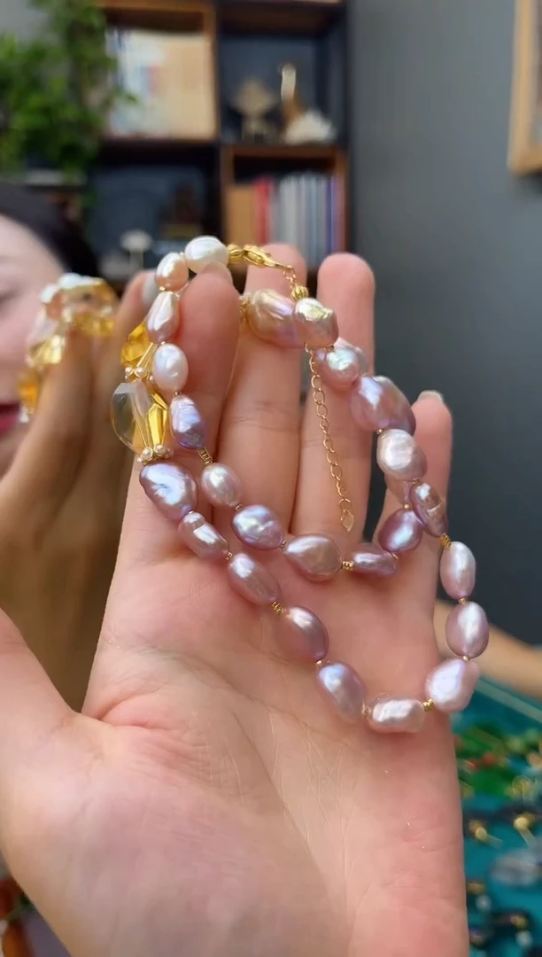 颈饰银S925镶嵌淡水珍珠淡水珍珠项链