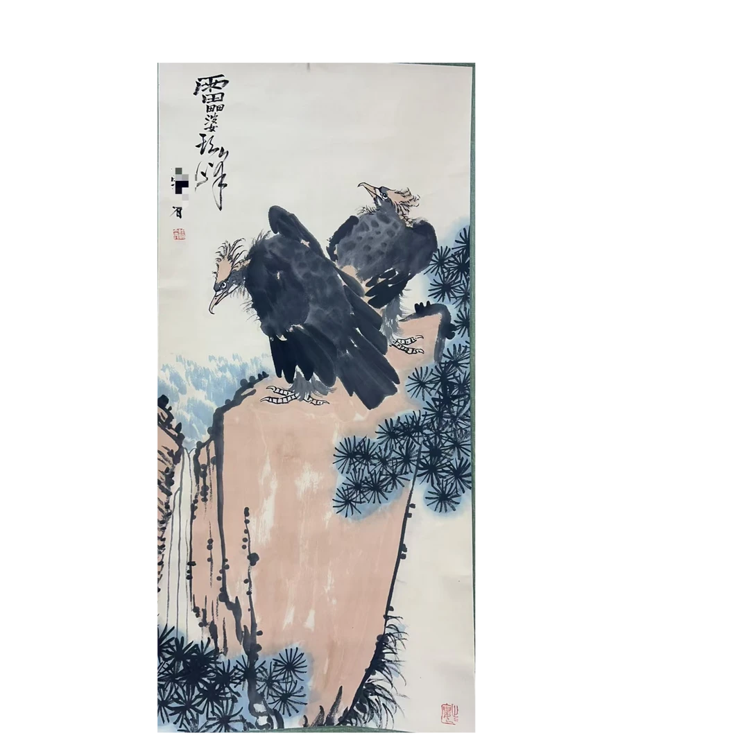 潘老款秃鹫挂轴50×100约 4.5平尺