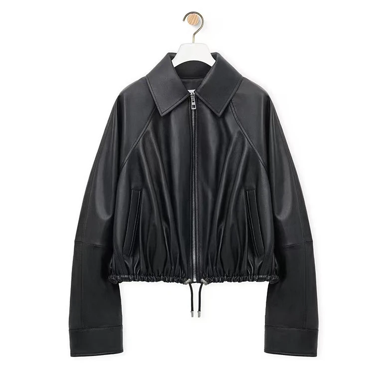 大牌同款2025春季新款真皮皮衣女宽松百搭休闲黑色时尚皮衣夹克