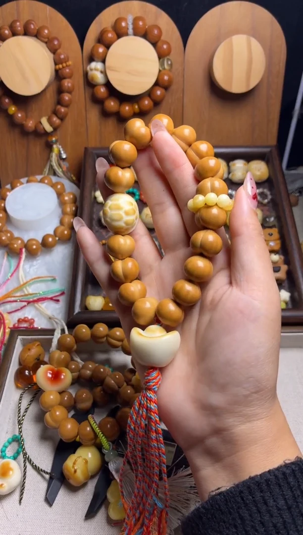 手串猴头核桃全品精工光面富甲黄跑环元宝三通流苏