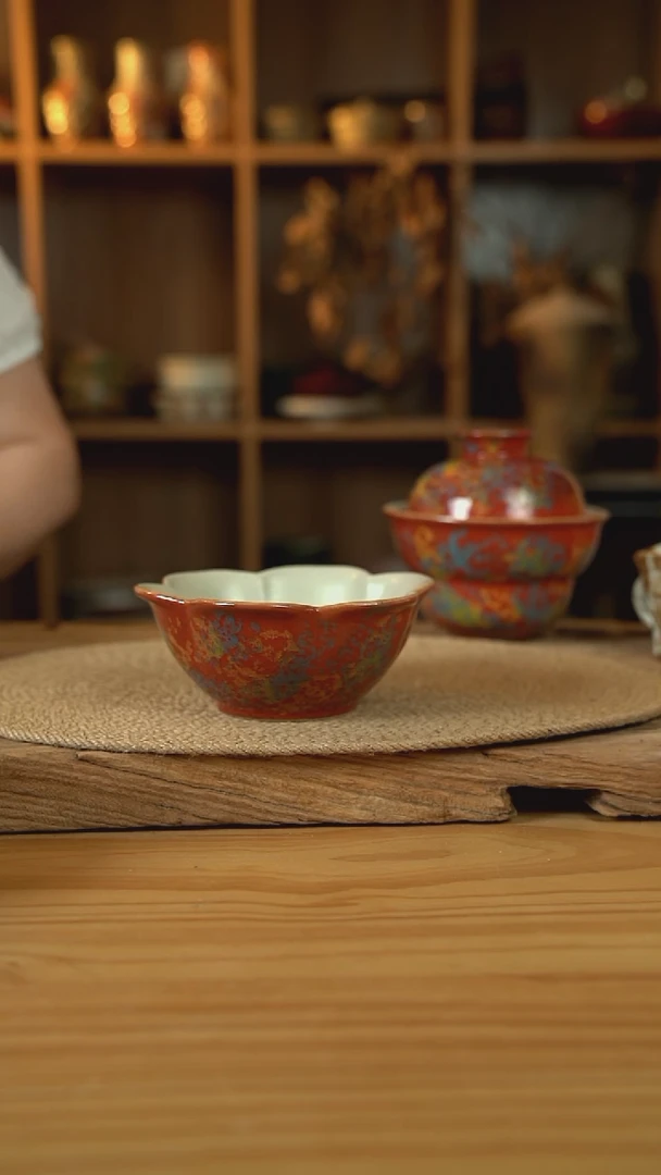 敦煌点彩系列的6英寸花瓣碗1个