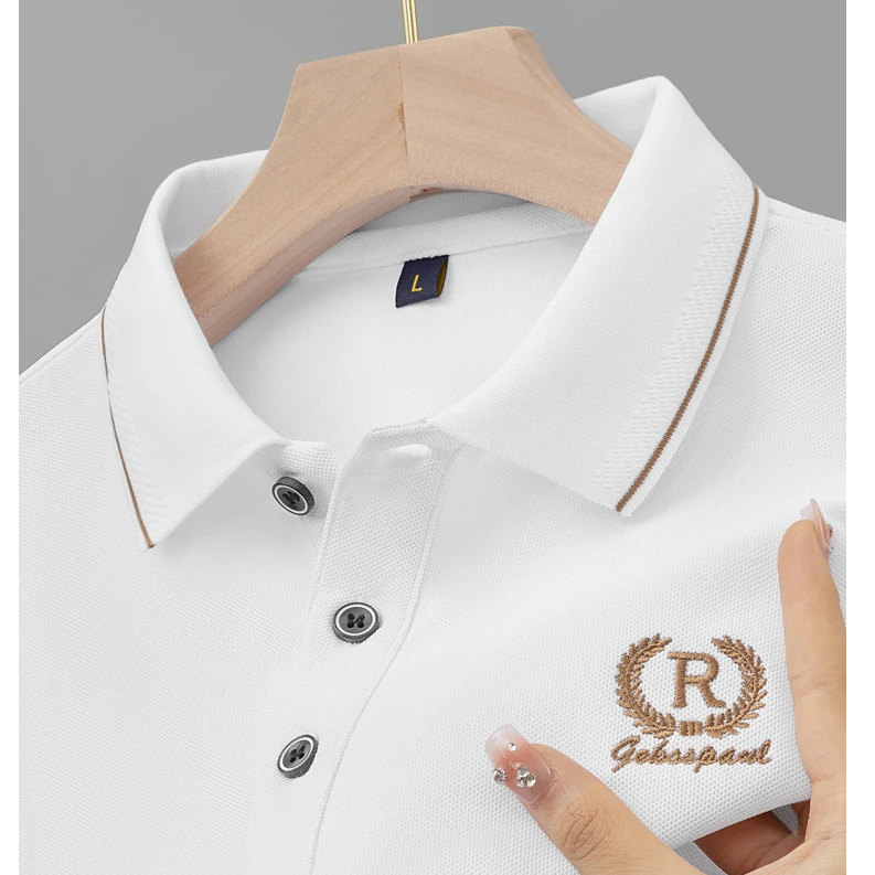 新款男士短袖POLO衫高档刺绣纯色T恤商务休闲宽松薄款半袖上衣