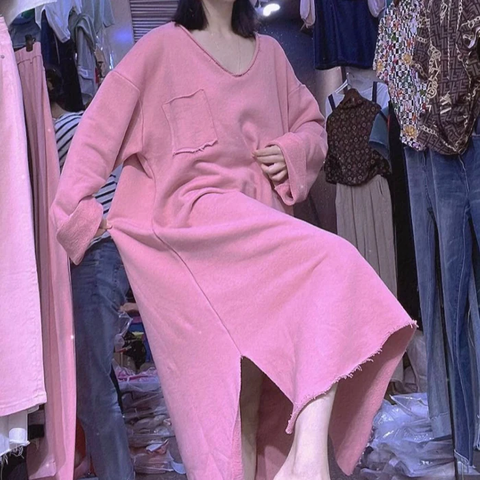 新款洋气v领毛圈卫裙80斤到180斤