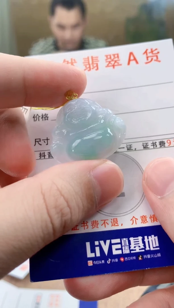 颈饰18K金镶嵌翡翠天然A货翡翠挂件
