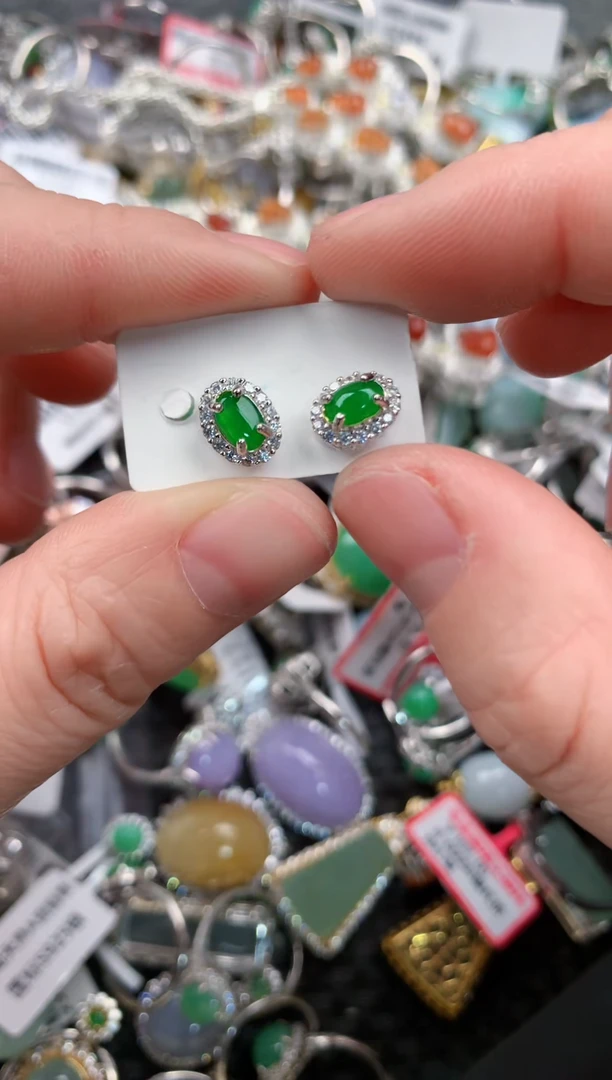 银S925镶嵌戒指翡翠55--10