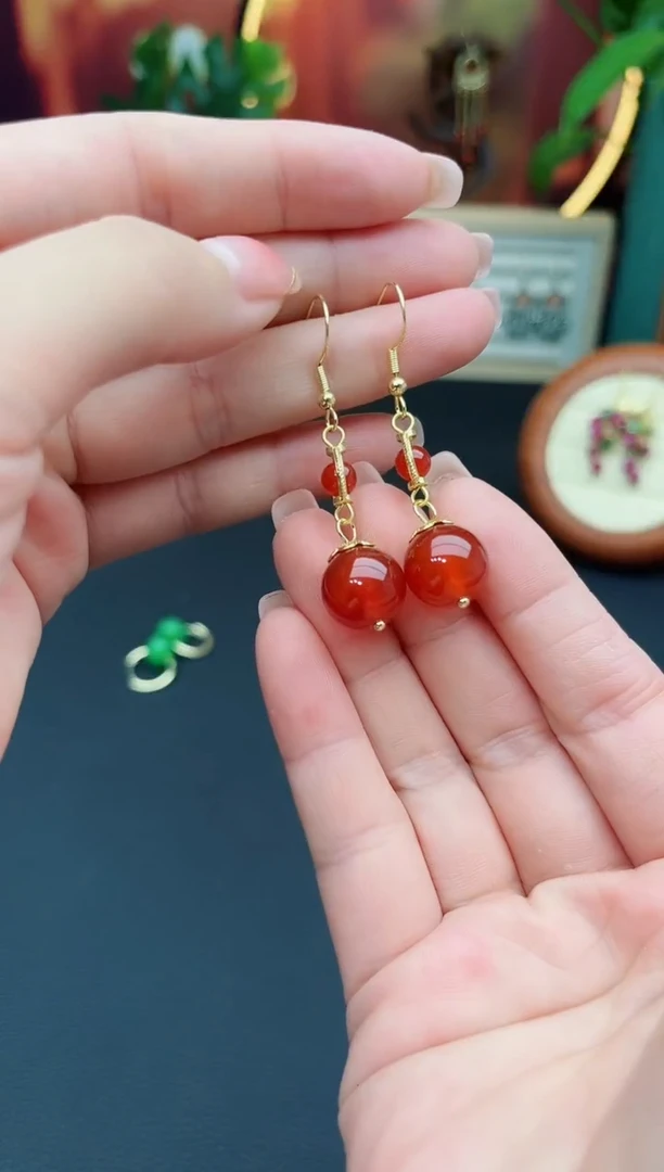 玛瑙/玉髓耳饰银S925镶嵌203000