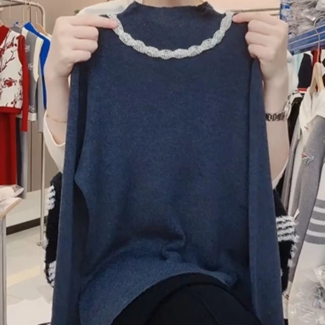 《妞妞》秋冬新款纯色半高领针织打底1126236-灰色