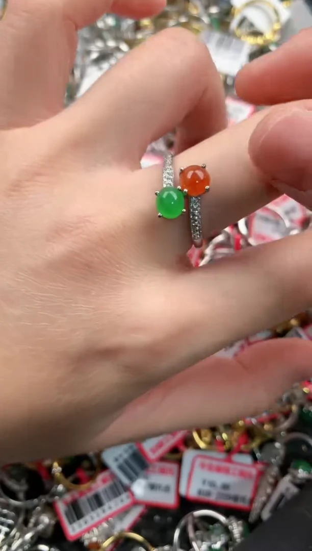 银S925镶嵌戒指翡翠777   7