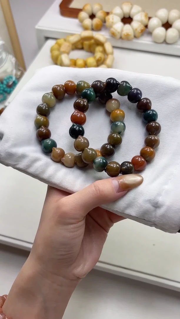 手串菩提根/象牙果沐s20紫美人玉化猫猫头13mm手串随机