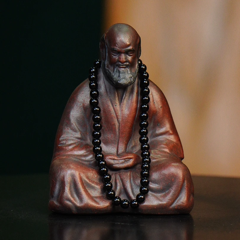 宜兴紫砂 双色达摩（带佛珠）