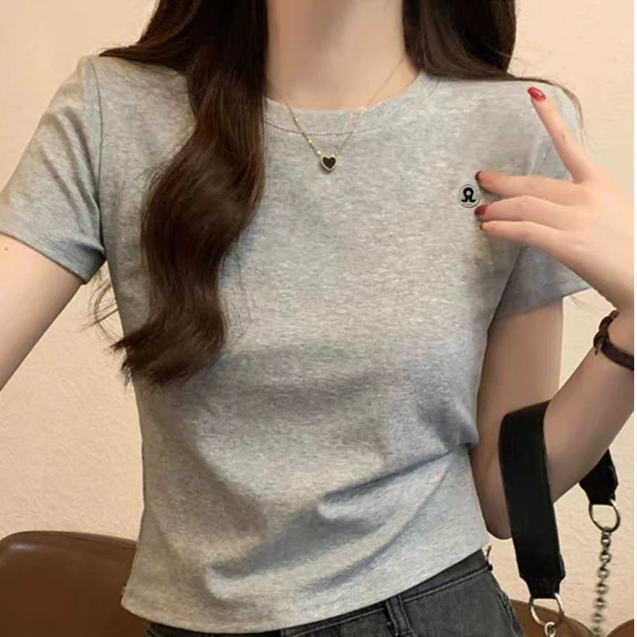 8008款小圆领纯色短袖T恤