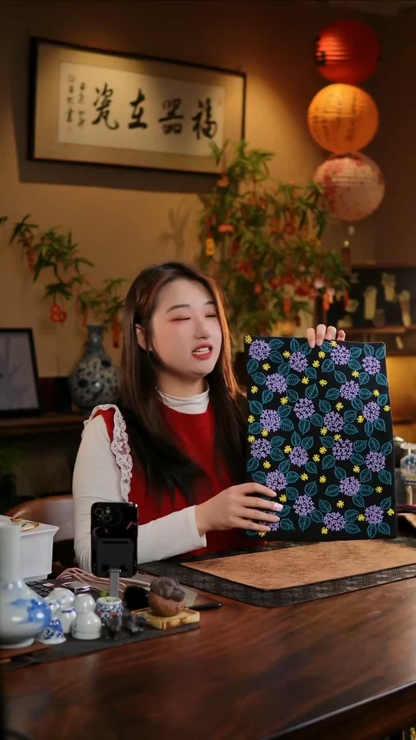 【闪购商品】织绣绣球花长大号茶席A款