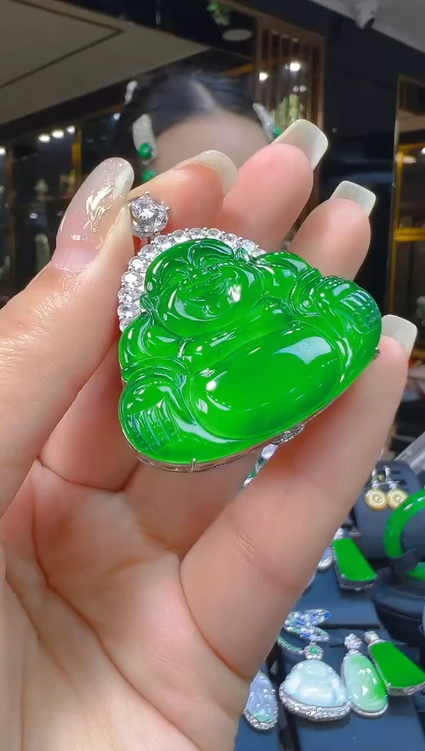 吊坠(赠链)银S925镶嵌翡翠030（多样性发其一）