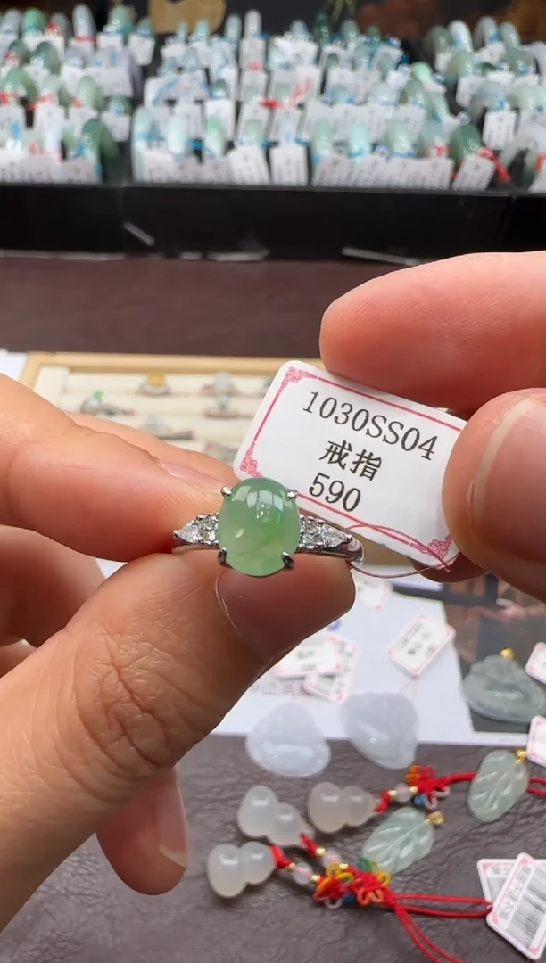 银S925镶嵌戒指翡翠我**素1030SS04