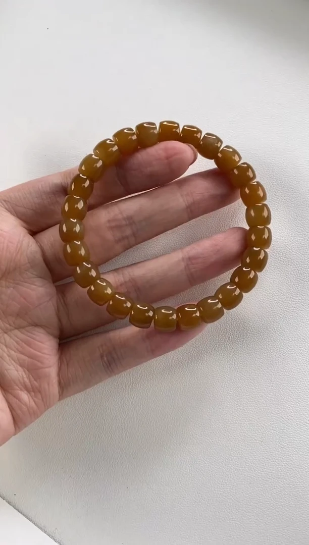 未镶嵌手串和田玉（糖玉）直切手串