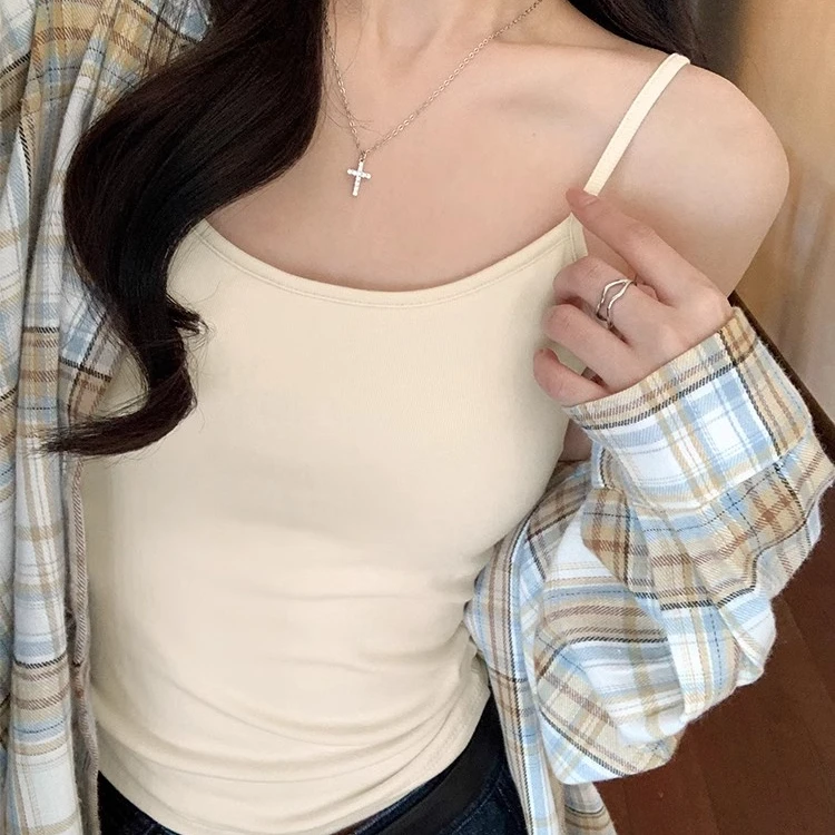 白色吊带背心女内搭夏季2025新款美背文胸一体打底带胸垫外穿上衣