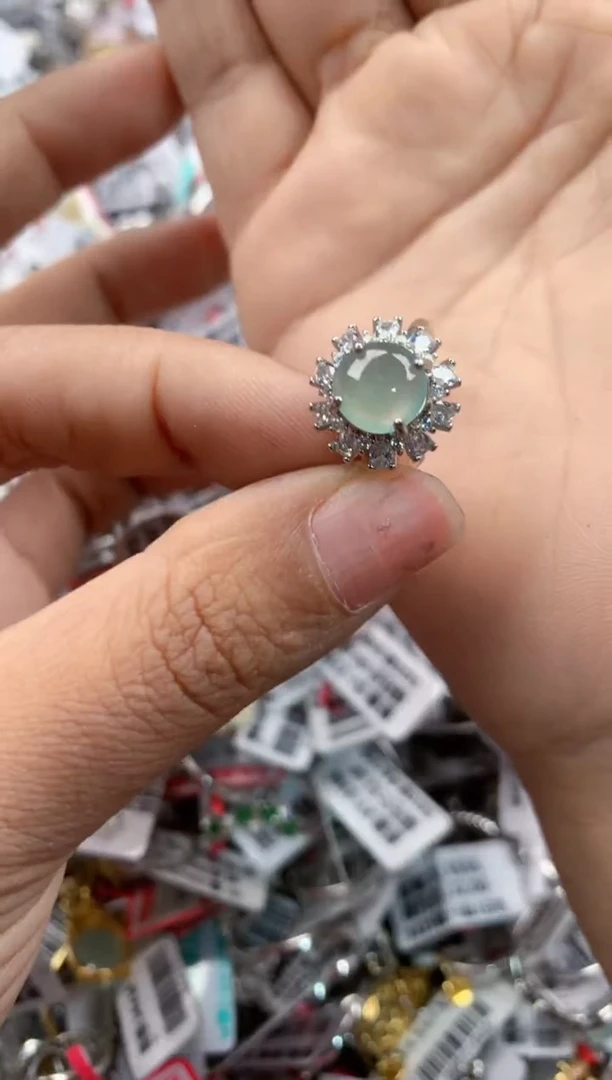 银S925镶嵌戒指翡翠888----5