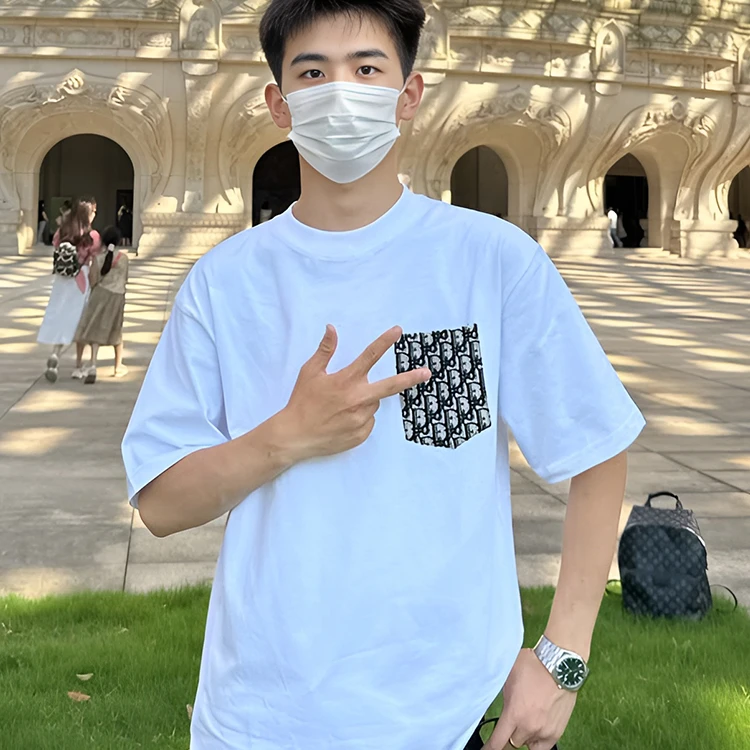 欧货秋夏季男装T恤夏季潮流少年短袖时尚圆领套头清新百搭男短袖