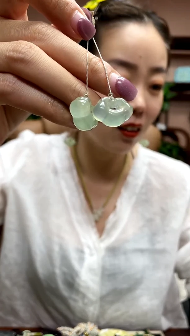岫玉银S925镶嵌耳饰多样性发货其中发一