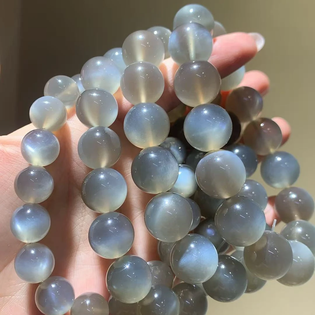 YG123天然原矿灰奶茶月光石手链小众轻奢多样性发一