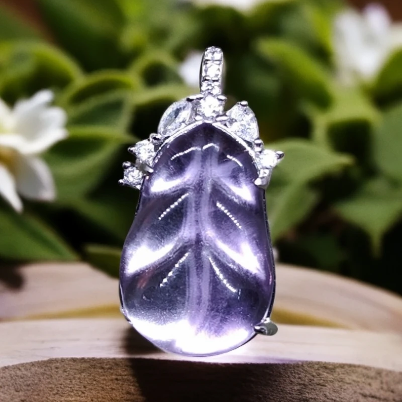 天然紫晶设计独特精致金枝玉叶吊坠s925镶嵌气质
