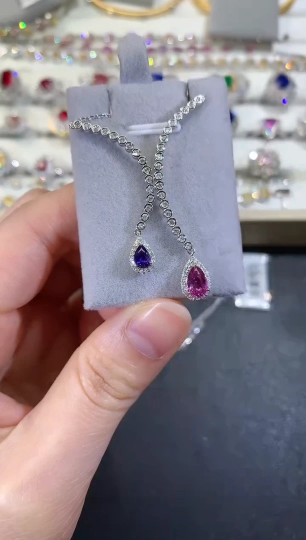 【闪购商品】彩色蓝宝石项链18K金镶嵌R436|13800