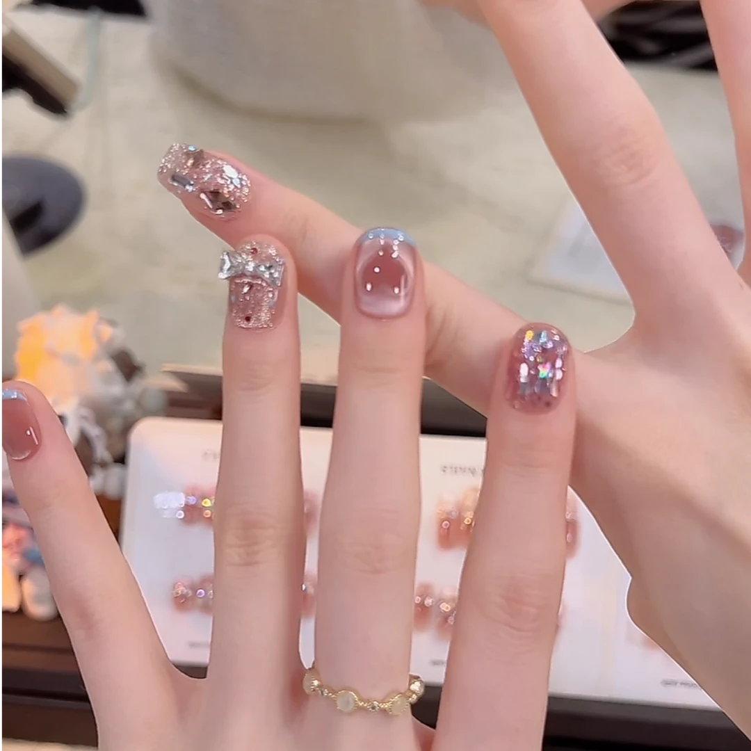 只有你【心郁花海】【可私人定人】穿戴甲 马海蓝闪钻亮片爆闪