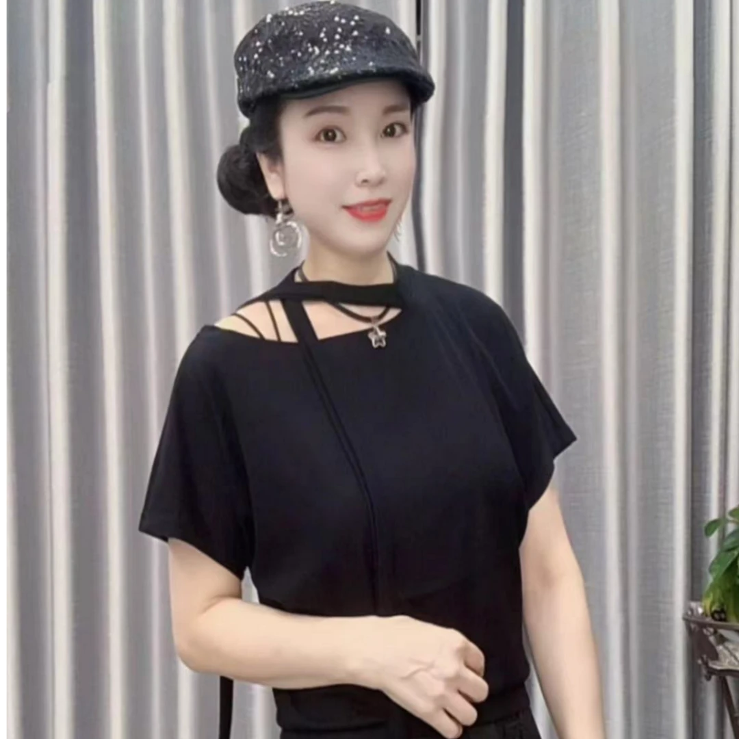 【懂你吴姐】8818秀意系带短袖上衣